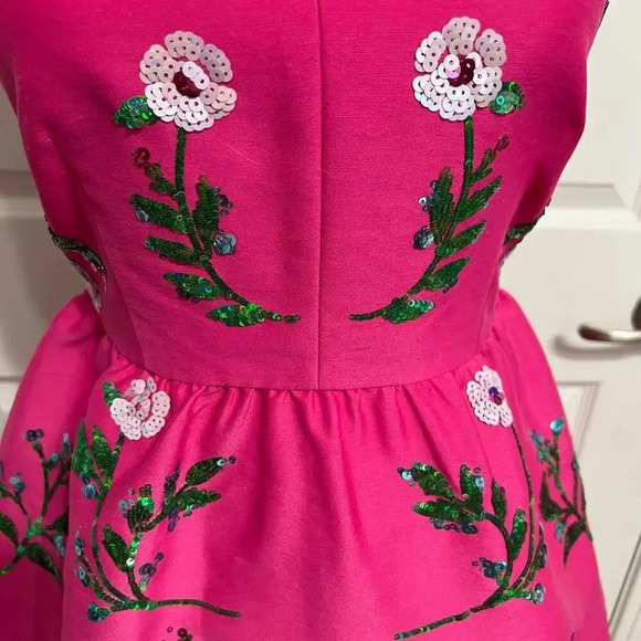 Kate Spade Fit and Flare Floral Embellished Pink Women's Dress Size 00 - Picture 16 of 16